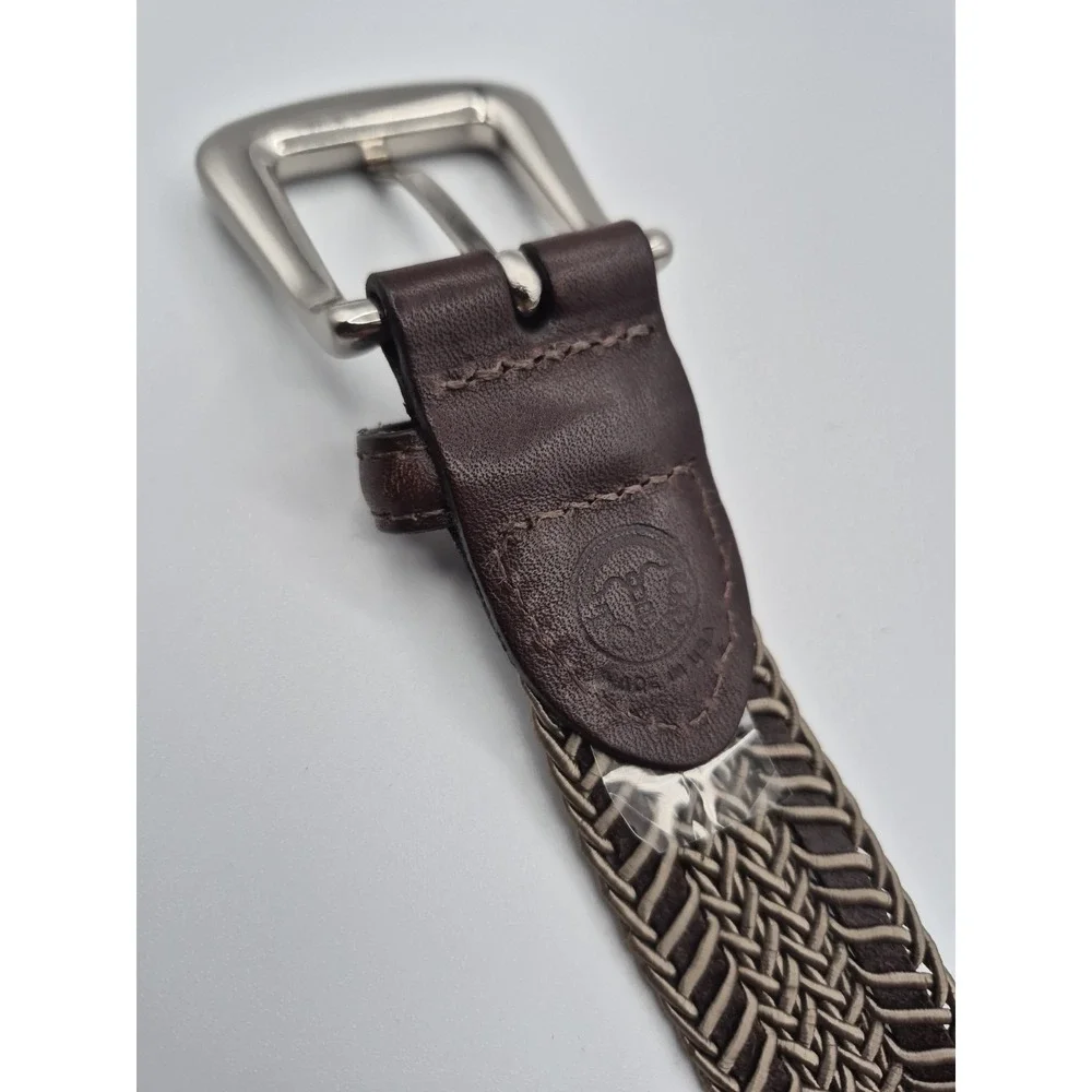 Torino Belt Mens 38 Brown Tan Leather Braided Woven Casual